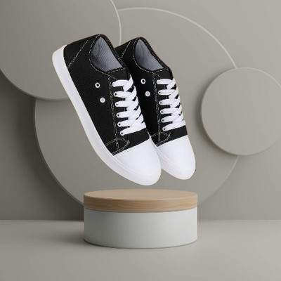 Soles & Styles Trendy Black & White Lightweight Canvas Shoes for Men | Casual Sneakers Canvas Shoes For Men(Black , 9)