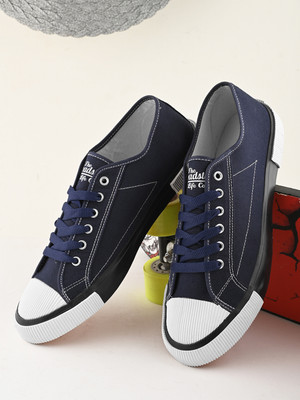 Roadster Low-Top Canvas Everyday Stylish Sneakers Sneakers For Men(Navy , 8)