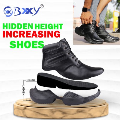 YUVRATO BAXI 4 Inch Hidden Height Increasing Elevator Boots New Collection Boots For Men(Black , 9)