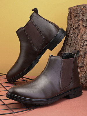 BOLLERO Genuine Synthic Chelsea | Soft Cushioned Insole Boots For Men(Brown , 8)