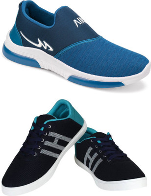 Free Kicks Combo Of 2 Shoes FK-Mexico & FK-Mcw145 Sneakers For Men(Blue , 9)
