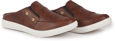 FAUSTO Back Open Slip On Shoes for Casual Outfit|Evening|Outdoor|Daily|Comfort Loafers For Men(Brown , 10)