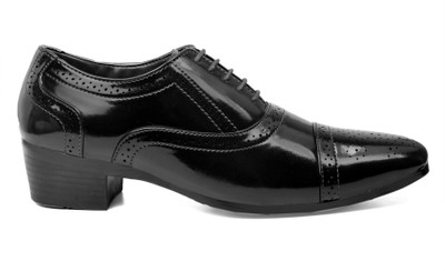 BXXY Heel Height Increasing Formal office wear Lace-up Brogue Shoes Lace Up For Men(Black , 7)