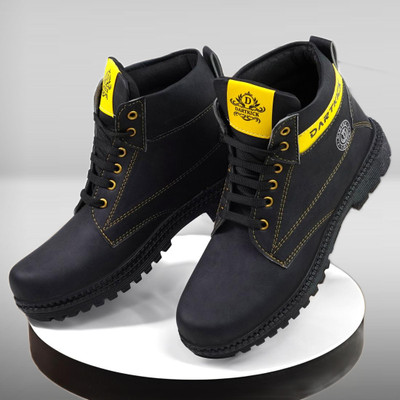 DARTKICK DARTKICK Trendy High Ankle Casual Shoes for Men High Tops For Men(Black , 9)