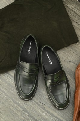 CARLO ROMANO Mocassin Casual Shoes | Tan color Loafers For Men | Slip on casual shoe for men Loafers For Men(Green)