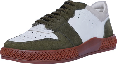 WORTH WALK Men's Premium Leather Sneakers,Sleek Design & Superior Comfort Sneakers For Men(Green, White , 10)