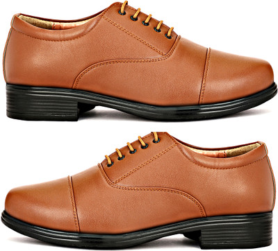 BTOM Lightweight Faux Leather Police and Oxford Police Shoes for Men Boots For Men Oxford For Men(Tan , 5)