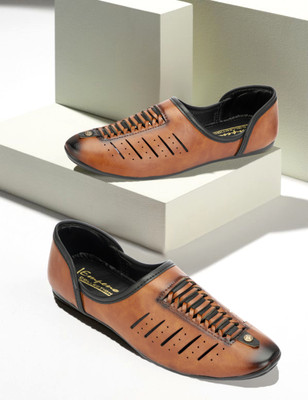 Faxian Comfortable/ Attractive & Ethnic Nagra Mojaris For Men(Tan , 7)