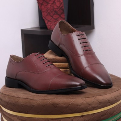 LOUIS STITCH Rosewood Italian Leather Formal Derby Lace Ups for Men (NRXCTRW) UK 8 Corporate Casuals For Men(Maroon , 8)