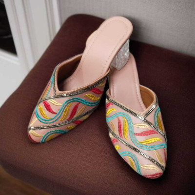 NOFOSHO Traditional Handcrafted Embellishments Lightweight Bellies For Women(Pink , 8)