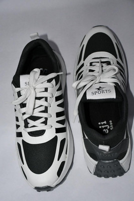 hawkenterprises Trendy Shoes for Men | Sneakers For Men(Black, White , 6)
