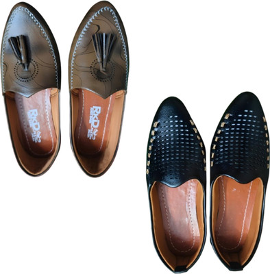 MOJARIJUTTI Men's mojaris – traditional Indian footwear for men Slip On For Men(Brown, Black , 12)