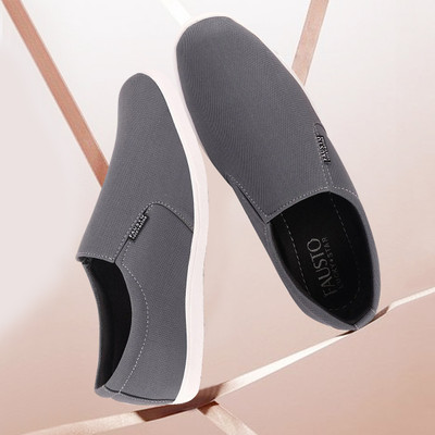 FAUSTO Outdoor Fashion Weekend Outfit Casual Comfort Sole Slip On Loafers For Men(Grey , 43)