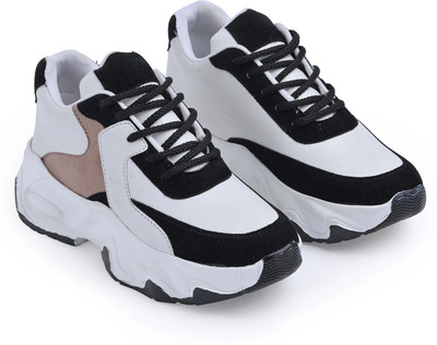 jm looks Chunky Sneakers Shoe Fashionable Running Walking Gym Shoes for Women's & Girl's Sneakers For Women(Black , 8)