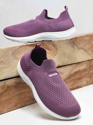 WELCOME Stylish & Comfortable Breathable Walking Casual Perfect for Outdoor Wear Slip On Sneakers For Women(Purple , 5)