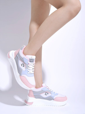 SHOETOPIA Girls Lace Sneakers(Pink, 10 Years)