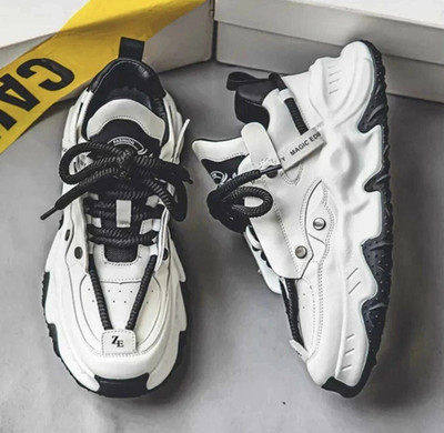NXTKICK Chunky & Fashionable Sneaker | Running Shoes with Rubber Outsole Sneakers For Men(White, Black , 7)