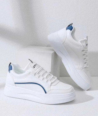 JITISHA ENTERPRISES Trending Stylish White Casual Shoes Sneakers For Women(Blue , 3)