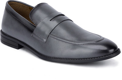 LOUIS STITCH Mens Grey Formal Slipon Mocassin Shoes for Men (RGMCGY) - UK 8 Mocassin For Men(Grey , 8)
