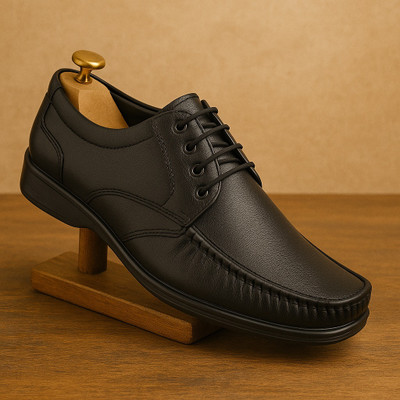 Sucab Leather formal shoes for men Lace Up For Men(Black , 8)