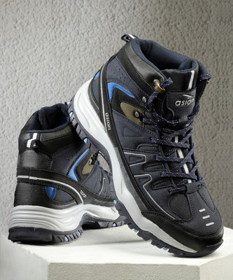 asian Hiking/Snow boots for men for outdoor Trekking - Water Resistant Boots Outdoors For Men(Navy, Blue , 9)