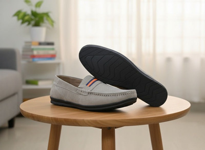 FOR-B FOR-B COMFORTS Genuine Nubuck Leather Casual Loafers For Men Loafers For Men(Grey , 6)