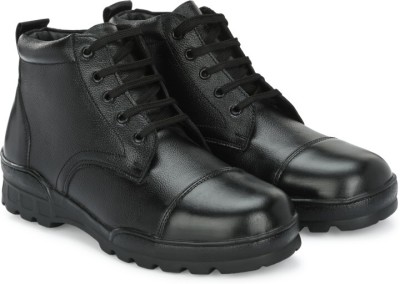 INDIANTRENDS Pure Leather Police Boot Comfortable Black Boots For Men Boots For Men(Black)