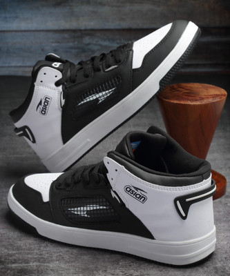 asian Carnival-01 Mens Casual,Loafers Chunky High Tops For Men(Black, White , 9)