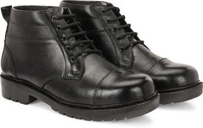 CARBOY Men's Black NCC/Military/Army Genuine Leather Boots For Men(Black , 5)