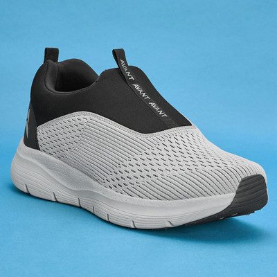 AVANT Slip-On Antislip Walking shoes without Laces with durable TPR outsoles Walking Shoes For Men(Grey, Black , 8)