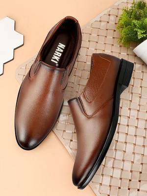 NARKI Synthetic Leather Textured Horsebit Formal shoes Derby For Men(Tan , 9)