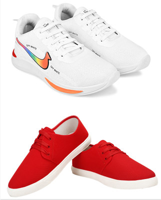 Free Kicks Combo Of 2 Shoes FK-NK-900 & FK-201 Sneakers For Men(Red , 6)