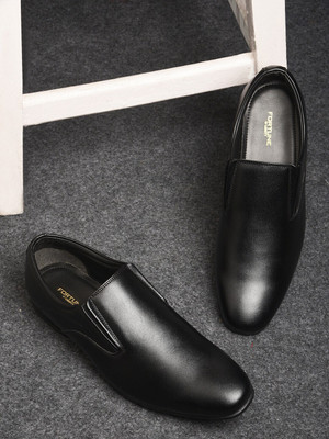 LIBERTY Fortune ROBERT-1 Formal Shoes With PU Upper | Stylish & Comfortable Non-Lacing Mocassin For Men(Black , 10)