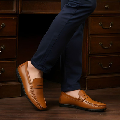 Blue Horse Lightweight Comfort Soft Summer Trendy Premium Stylish Party wear Loafers For Men(Tan , 10)