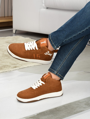 INFI5 Men's Trendy Latest Sylish Sneaker Canvas Sports Shoes Outdoors For Men(Tan , 8)