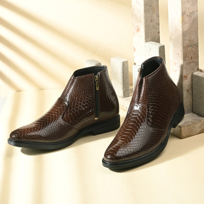 Shoe Island Men's Brown Leather Chelsea Boots | Slip-On Party Formals Casual Shoes for Men Boots For Men(Brown , 10)