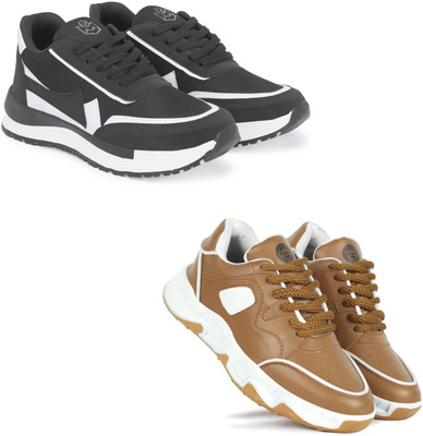 Walkivo Men’s Synthetic leather Shoes | Office & Party Wear Lace‑Up Design Lace Up For Men(Black, Beige , 7)