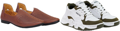 radtac Stylish Men’s Casual Shoes | Lightweight & Comfortable Everyday Wear Casuals For Men(Green, Tan , 8)