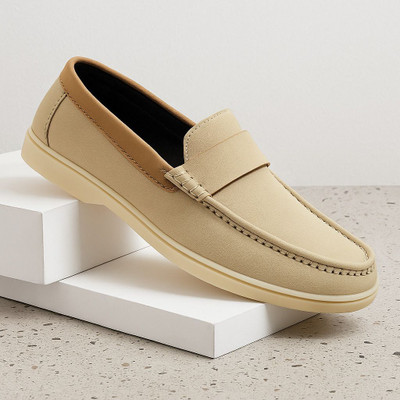 Stomped Men’s Classic Beige Slip-On Loafers – Premium Comfort & Style Loafers For Men(Beige , 8)