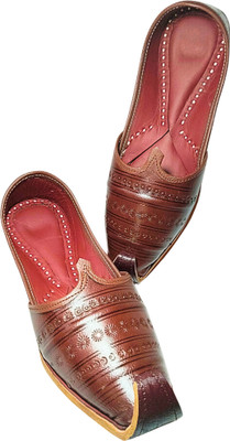 sunking Brown Rajasthani Leather Khussa Jutti for Men Party Wear For Men(Brown , 8)