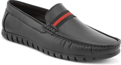 LEONCINO Casual Shoes For Men | Loafer Shoes | Loafer For Men | Padded Footbed | Driving Shoes For Men(Black , 8)