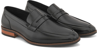 House of Pataudi PU Synthetic Textured Slip On Formal Shoes Slip On For Men(Black , 10)