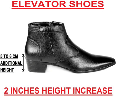Baxxico Men's 2 Inch Elevator Height Increasing Formal Boots Slip On For Men(Black , 9)