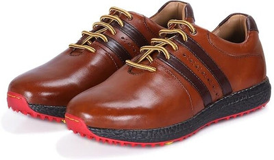 HITCARO Casual Designer Shoes with Textured Upper & Cushioned Grip Sole Golf Shoes For Men(Brown , 5)