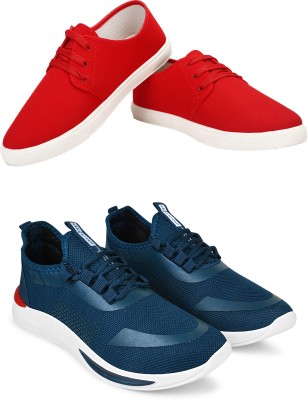 Free Kicks Combo Of 2 Shoes FK-201 & FK-436 Sneakers For Men(Blue , 6)