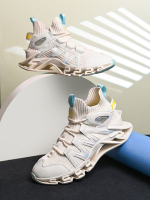 Abros ATOMISED High-Top Casual Sneakers for Men | Breathable Knitted Upper, TPU Sole Sneakers For Men(Beige , 7)