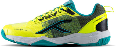 Hundred Quantum Boom Badminton Shoes For Men(Green, Blue , 6)