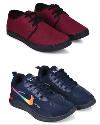 Free Kicks Combo Of 2 Shoes FK-205 & FK-NK-901 Sneakers For Men(Navy , 6)