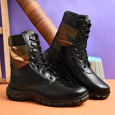 Red Eleven Red Eleven MENS BLACK GENUINE LEATHER MILITARY ARMY COMBAT BOOT Boots For Men(Green , 6)