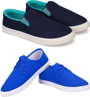 Free Kicks Combo of 2 FK-201 & Fitman Trendy Sneakers For Men(Blue, Blue , 8)